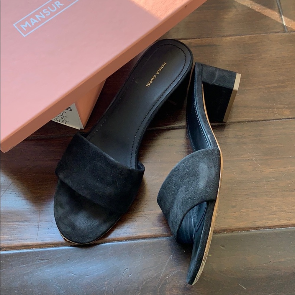MANSUR GAVRIEL Black Suede Sandals sz 37.5